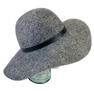 Halogen Wide Brim Felt Hat Wool Black Gray One Sized Pre Owned